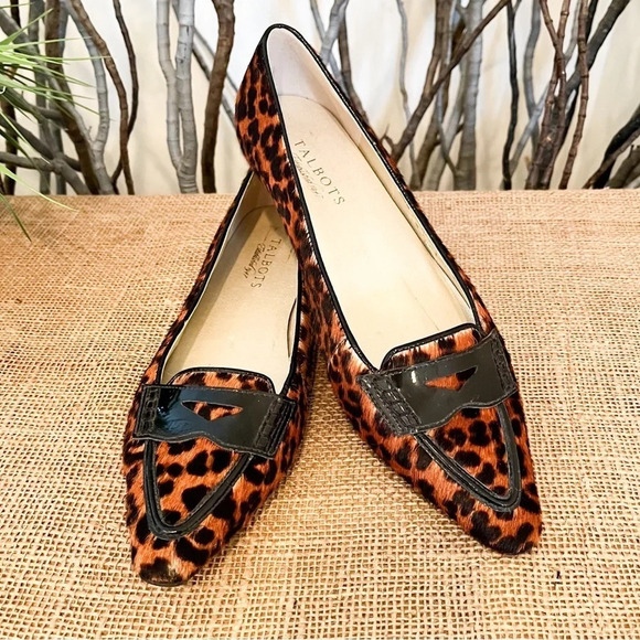 Talbots Leopard Calf Hair Patent Loafers Flats - Picture 6 of 12